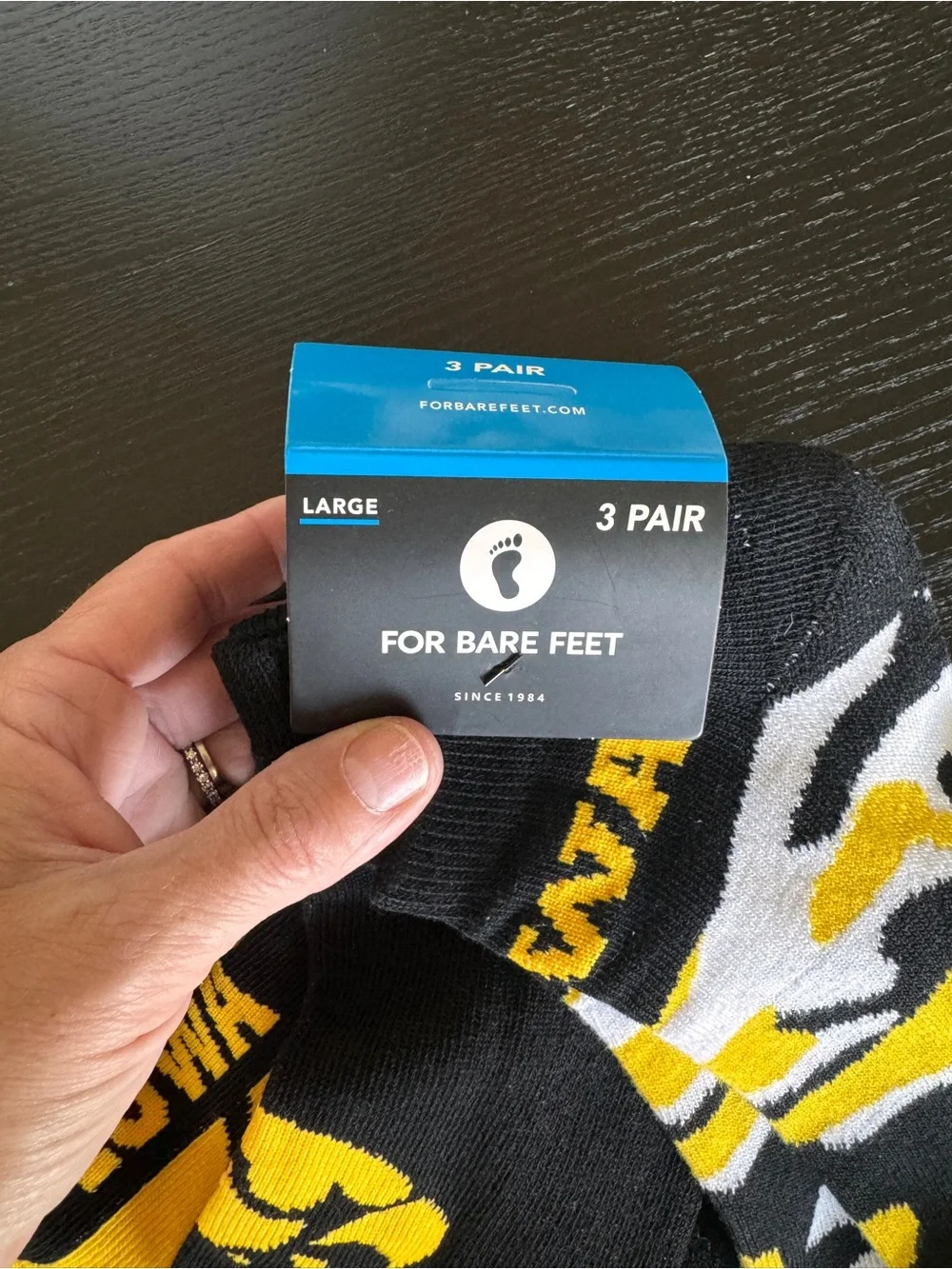 For Bare Feet Iowa Low-Cut Athletic Socks - Black, Gold & White (3-Pack)